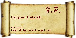 Hilger Patrik névjegykártya